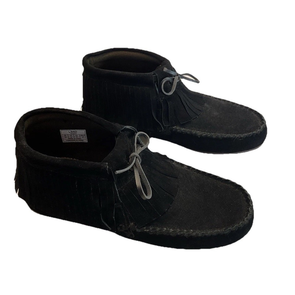New LAMO WOMEN'S AVA BOOTIE SIZE‎ 10 Black Moccasin fringe Suede